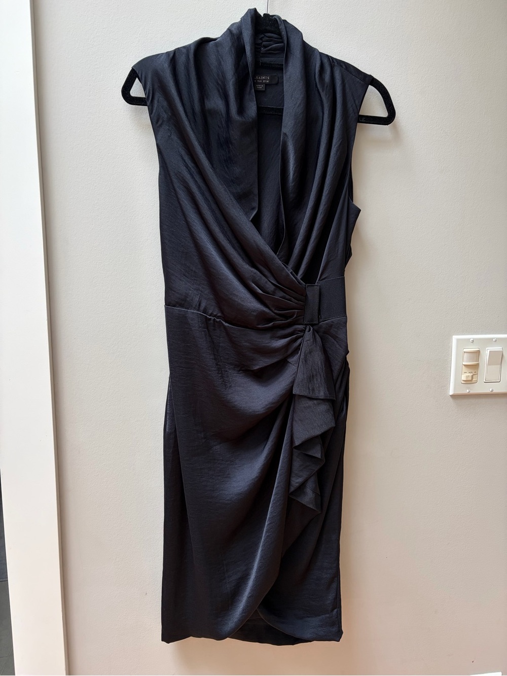 Navy Draped Sleeveless Wrap Dress - All Saints